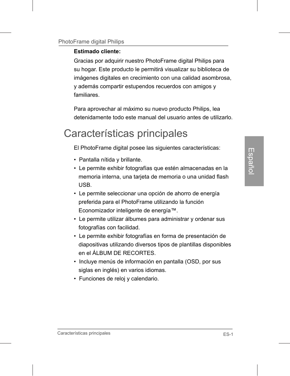 Características principales | Philips SPF3071-G7 User Manual | Page 49 / 128