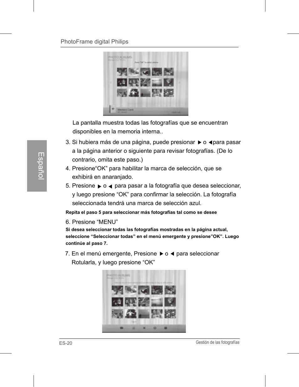 Español | Philips SPF3071-G7 User Manual | Page 68 / 128