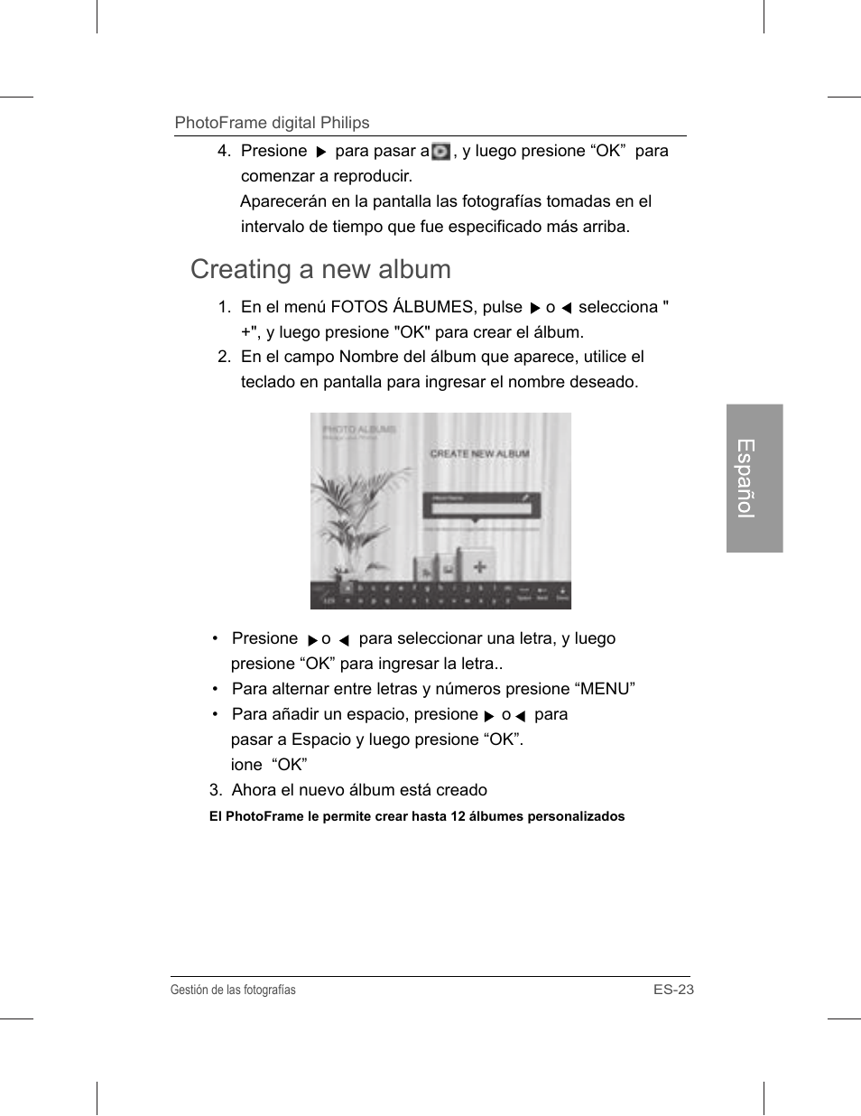 Creating a new album | Philips SPF3071-G7 User Manual | Page 71 / 128