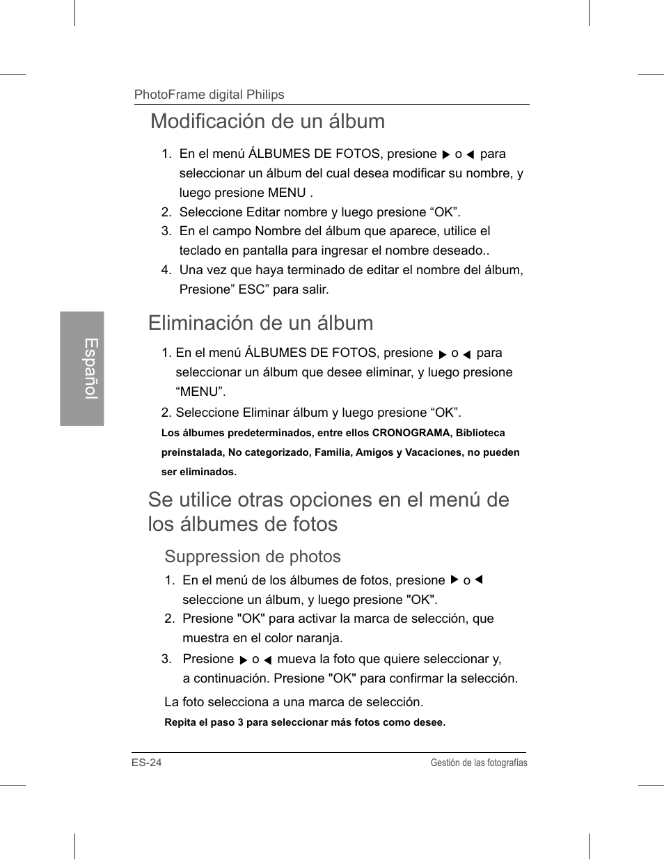 Suppression de photos | Philips SPF3071-G7 User Manual | Page 72 / 128