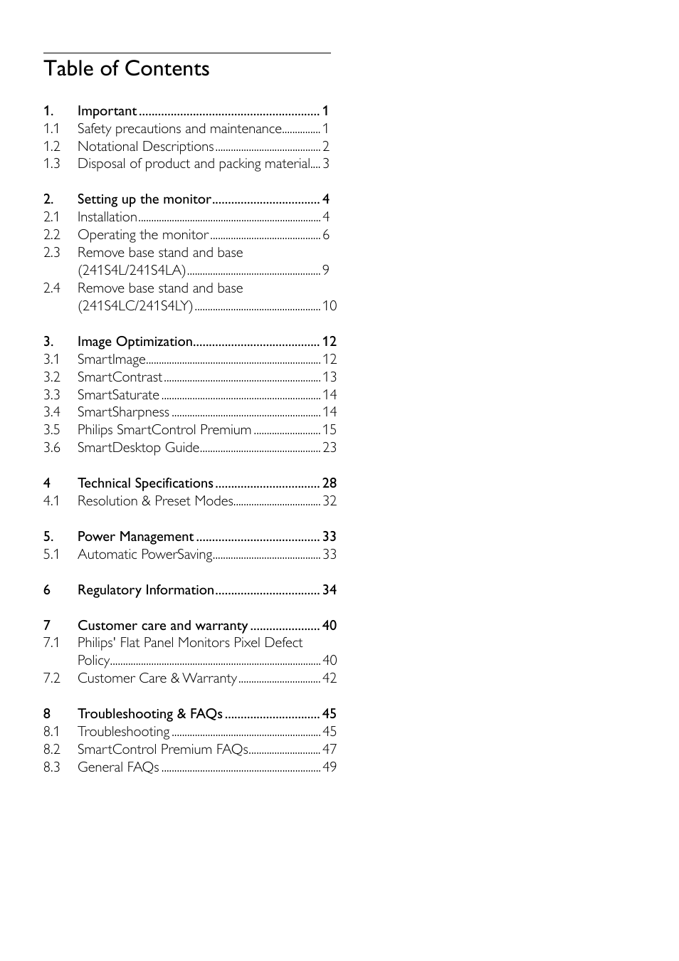 Philips 241S4LCB-27 User Manual | Page 2 / 54