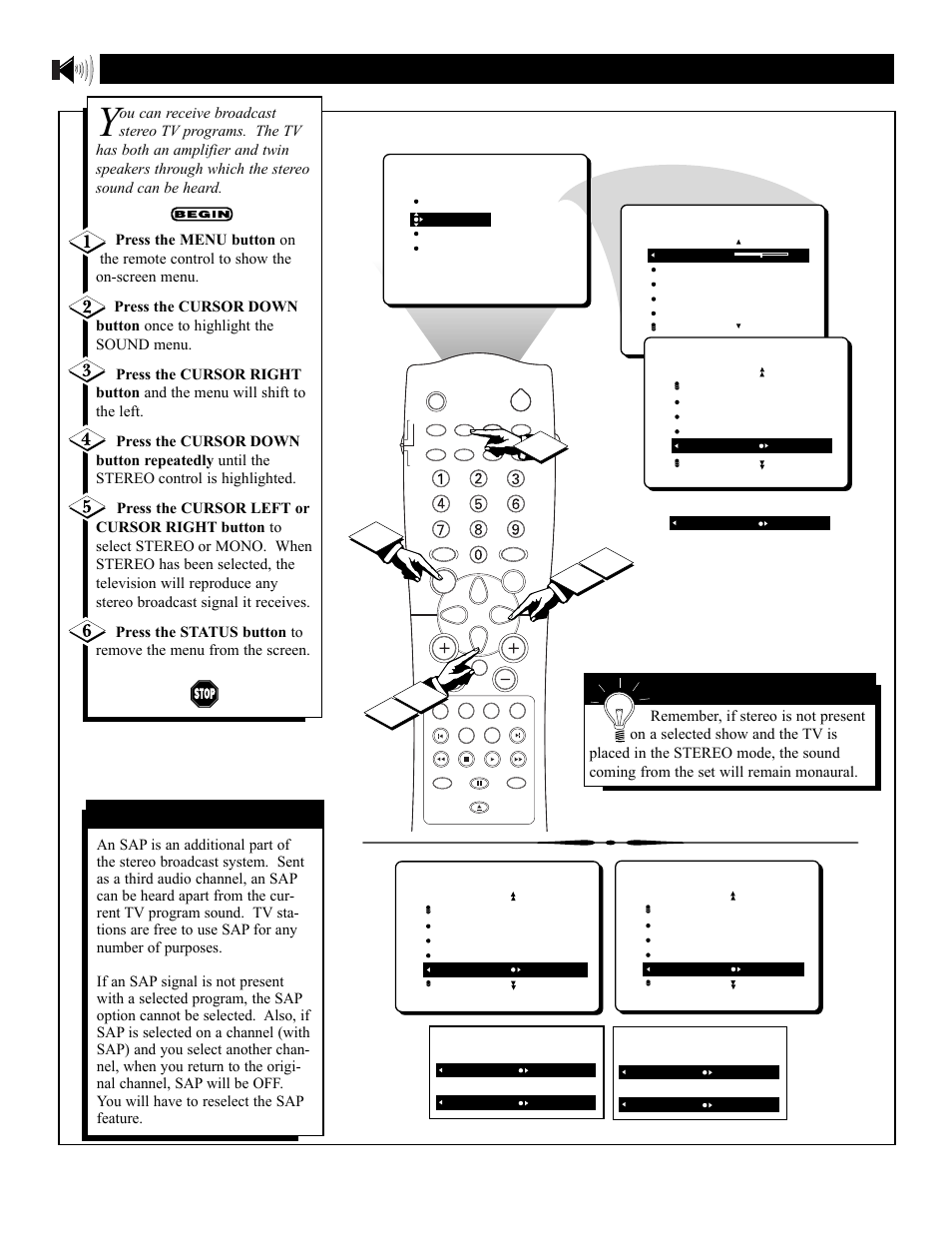 Ound, Etting the, Tereo and | Philips 27DV60S99 User Manual | Page 34 / 62