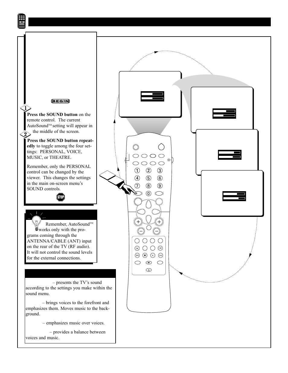 Emote, Ontrol, Sing | Ound, Autosound™ options | Philips 27DV60S99 User Manual | Page 38 / 62