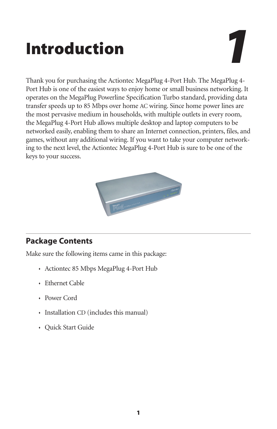 Introduction, Package contents | Actiontec electronic HPE400T User Manual | Page 4 / 55