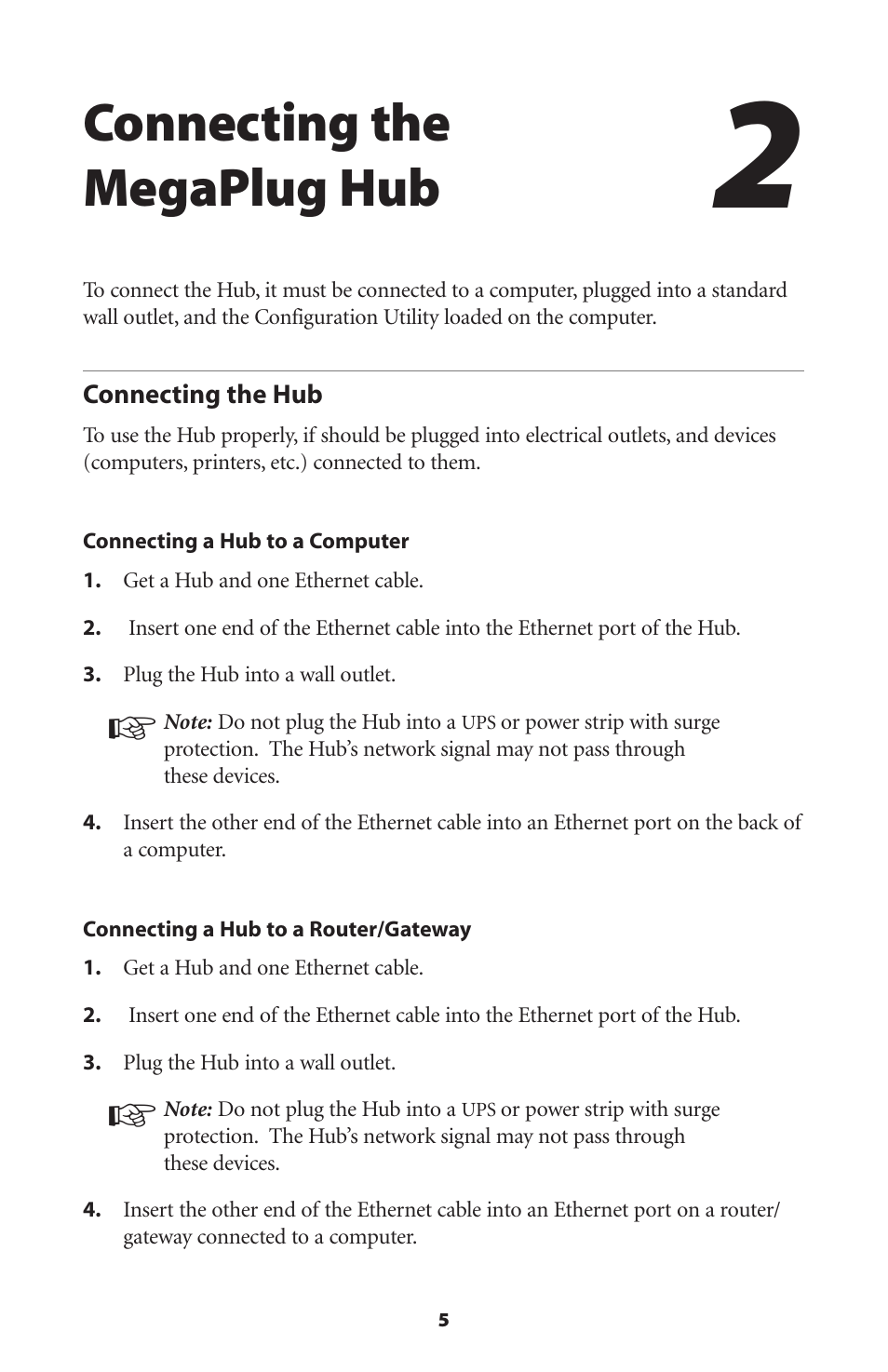 Connecting the megaplug hub, Connecting the hubs, Connecting the hub | Actiontec electronic HPE400T User Manual | Page 8 / 55