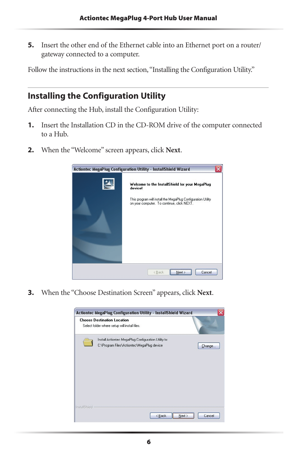 Installing the configuration utility | Actiontec electronic HPE400T User Manual | Page 9 / 55