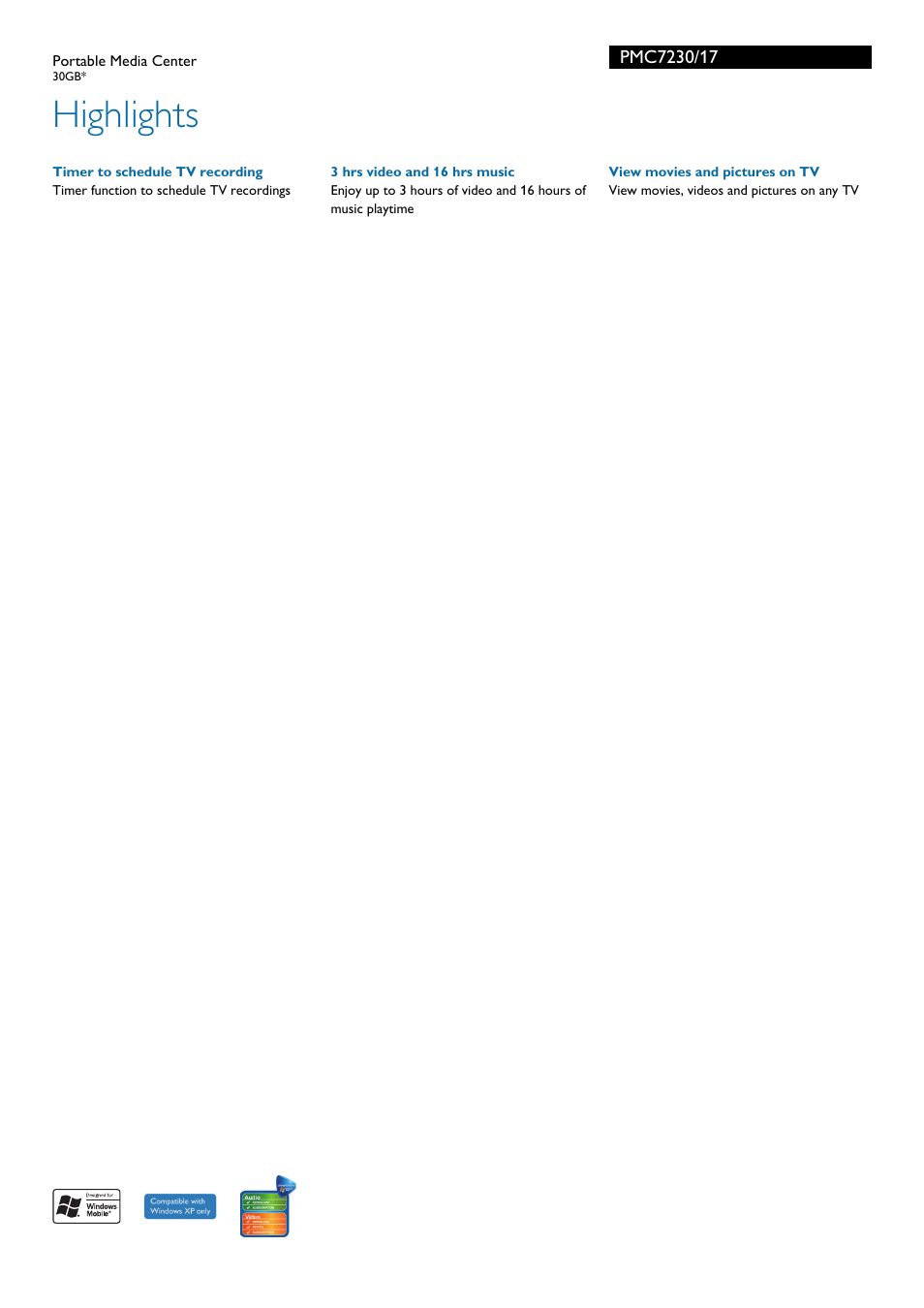 Highlights | Philips PMC7230-17E User Manual | Page 2 / 3