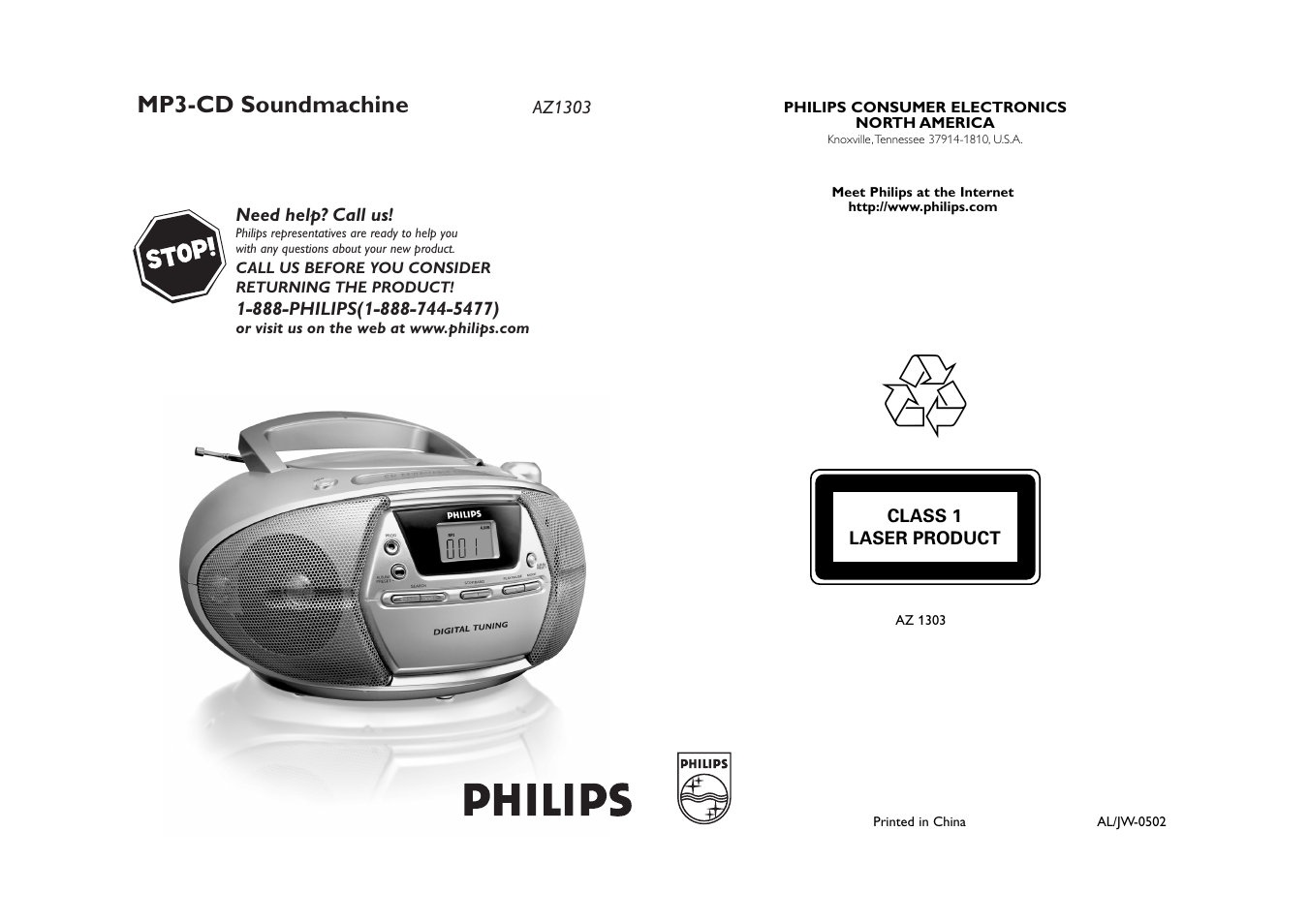 Philips AZ1303-37B User Manual | 9 pages