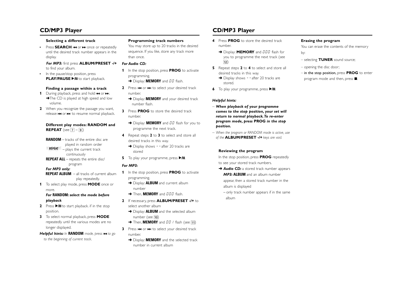 Cd/mp3 player | Philips AZ1303-37B User Manual | Page 7 / 9
