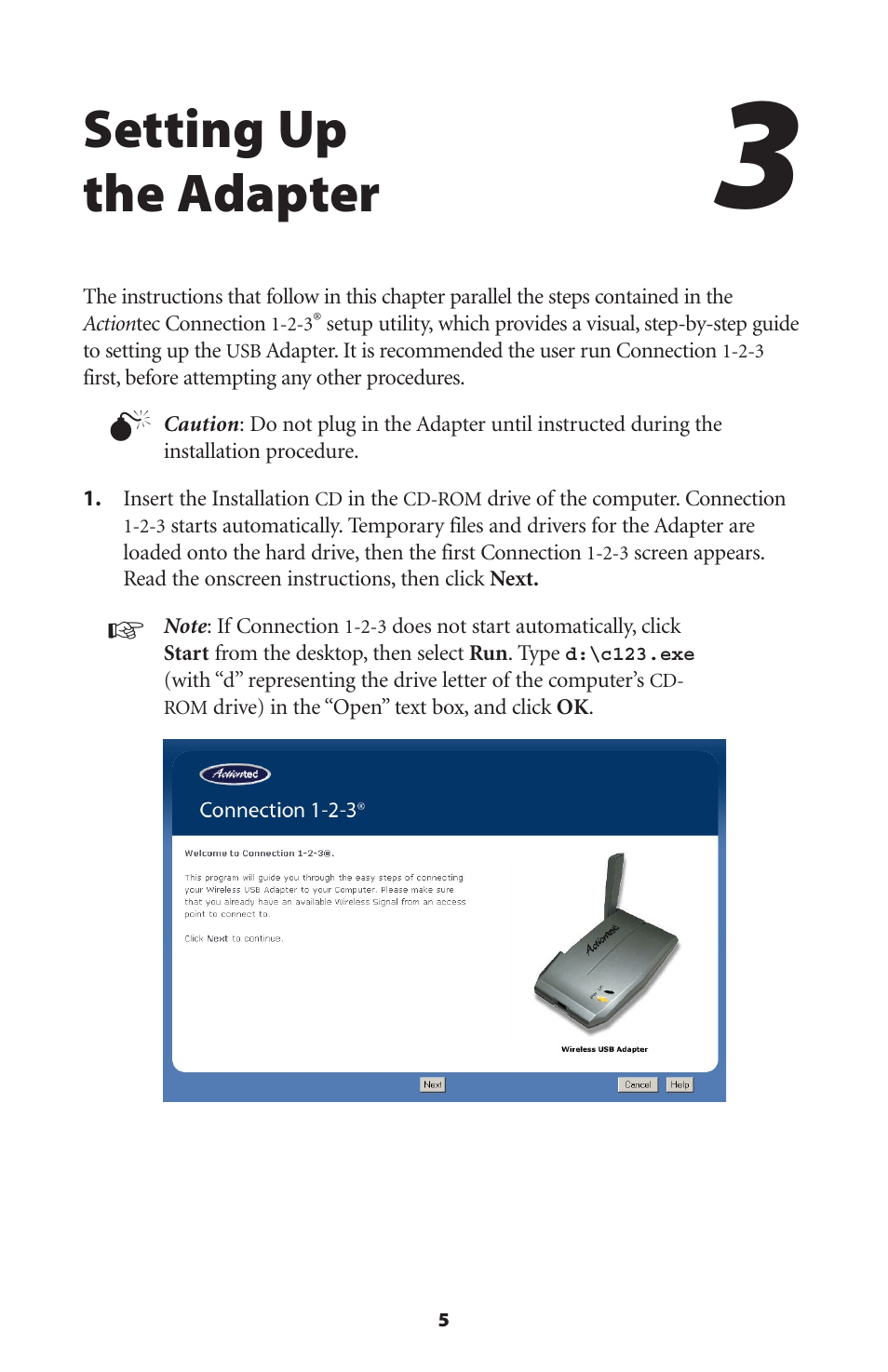 Setting up the adapter | Actiontec electronic 802UIG User Manual | Page 8 / 41