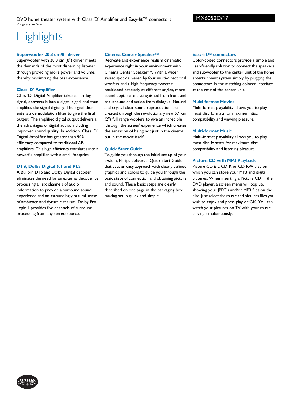 Highlights | Philips MX6050D-17 User Manual | Page 2 / 3