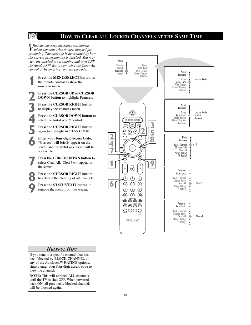 Philips 26" HDTV monitor widescreen TV User Manual | Page 16 / 39