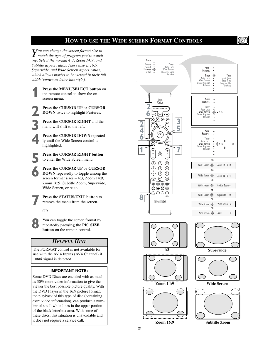 Philips 26" HDTV monitor widescreen TV User Manual | Page 21 / 39