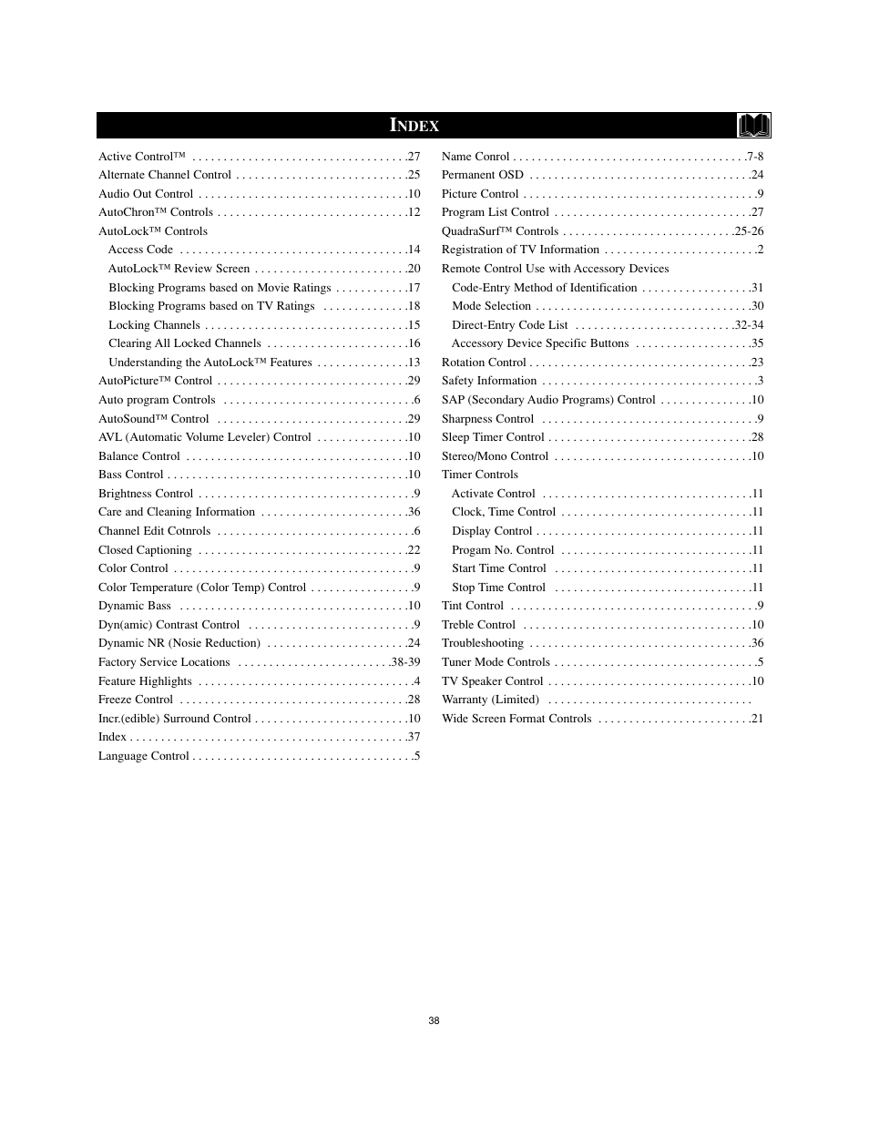 Philips 26" HDTV monitor widescreen TV User Manual | Page 38 / 39