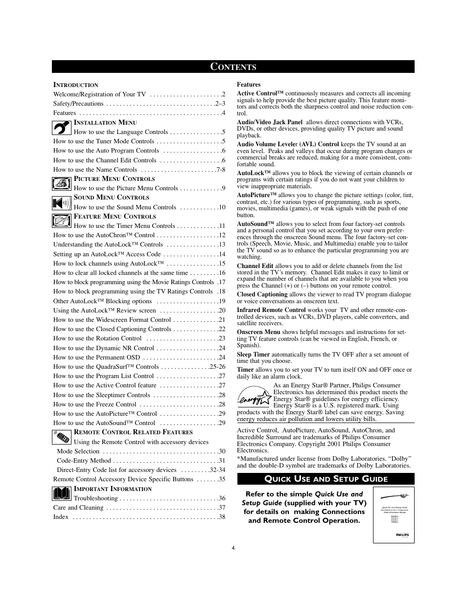 Philips 26" HDTV monitor widescreen TV User Manual | Page 4 / 39