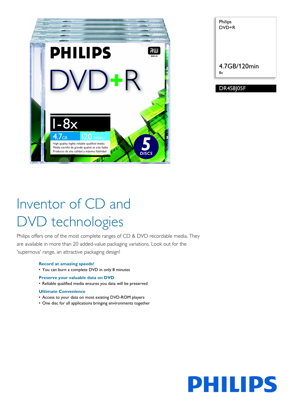 Philips DR4S8J05F-17 User Manual | 2 pages