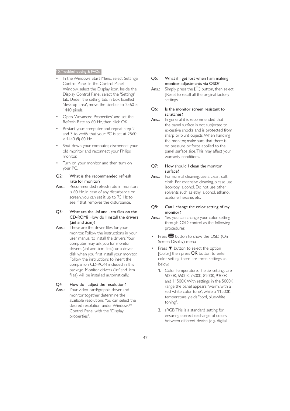 Philips 272P4QPJKEB-00 User Manual | Page 49 / 52