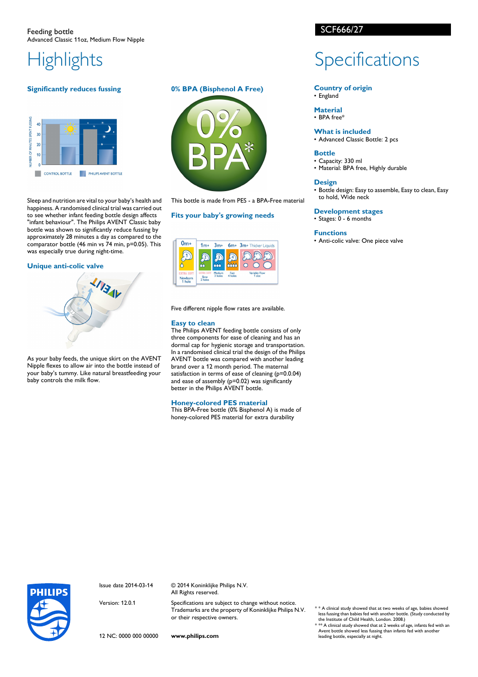 Highlights, Specifications | Philips SCF666-27 User Manual | Page 2 / 2