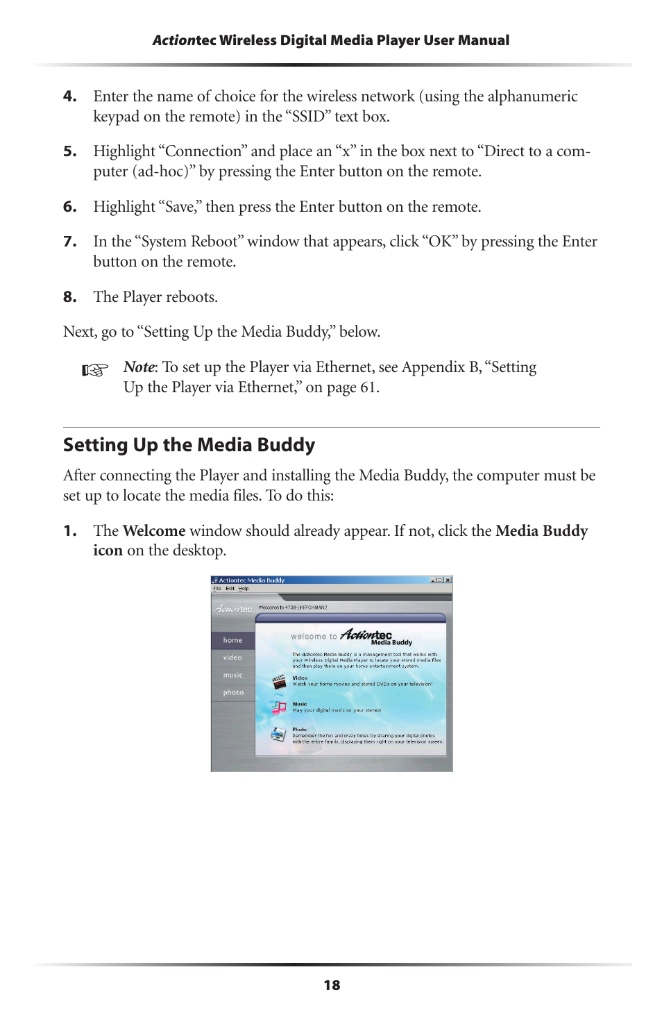 Actiontec electronic Wireless Digital Media Player DMP011000-01 User Manual | Page 21 / 71