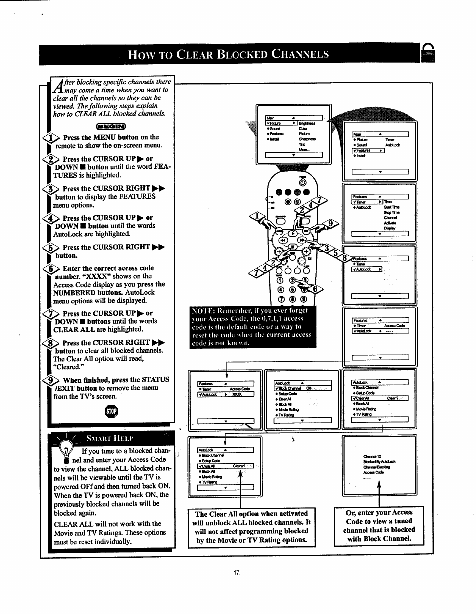 How to clear blocked channels, How to block channels | Philips 19PS50S99 User Manual | Page 23 / 50