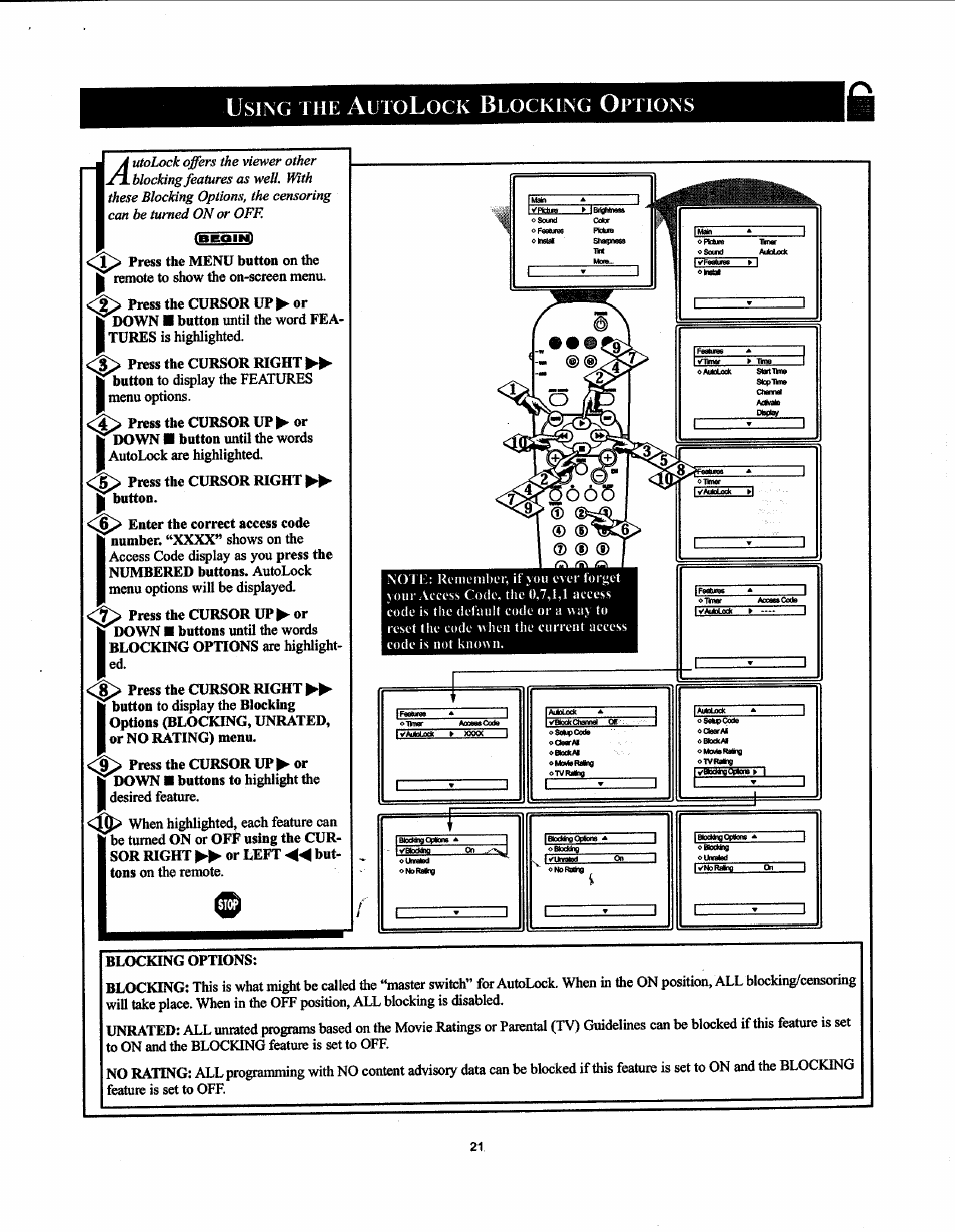 Using the aetolock blocking options | Philips 19PS50S99 User Manual | Page 27 / 50