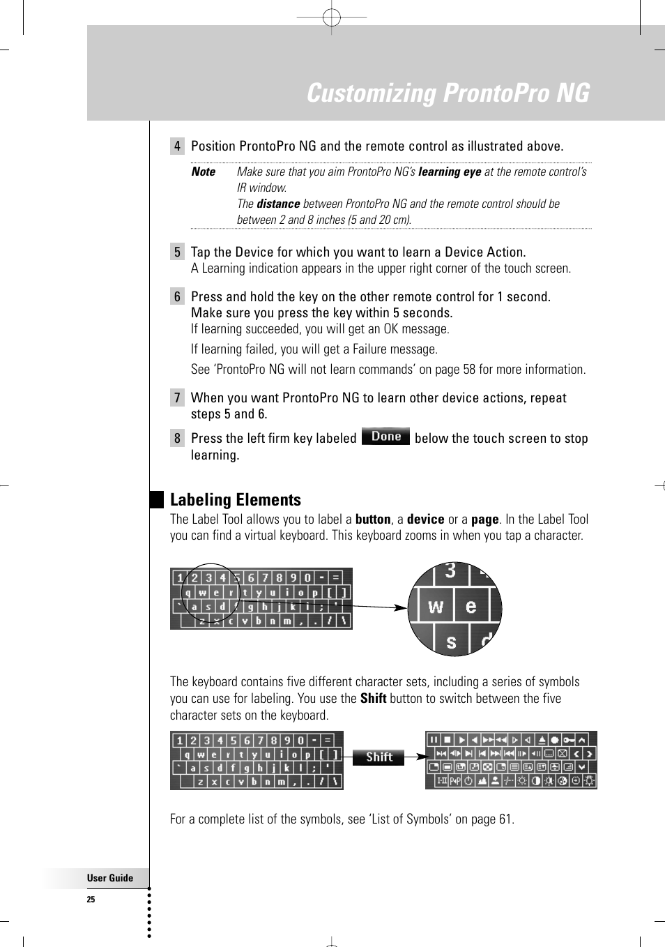 Customizing prontopro ng, Labeling elements | Philips TSU7000-37 User Manual | Page 25 / 70