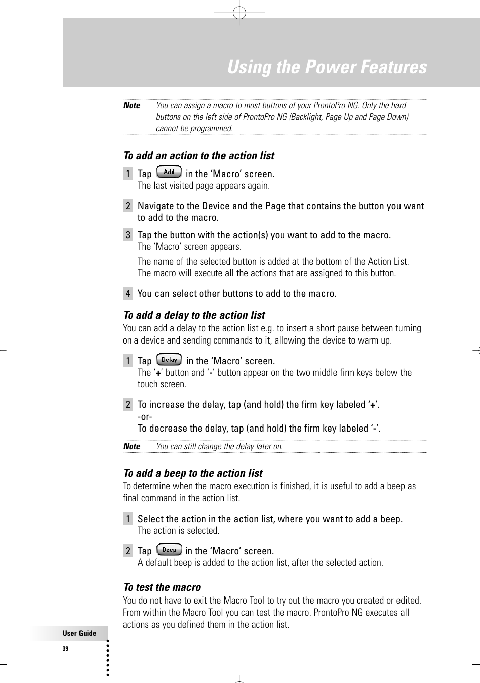 Using the power features | Philips TSU7000-37 User Manual | Page 39 / 70