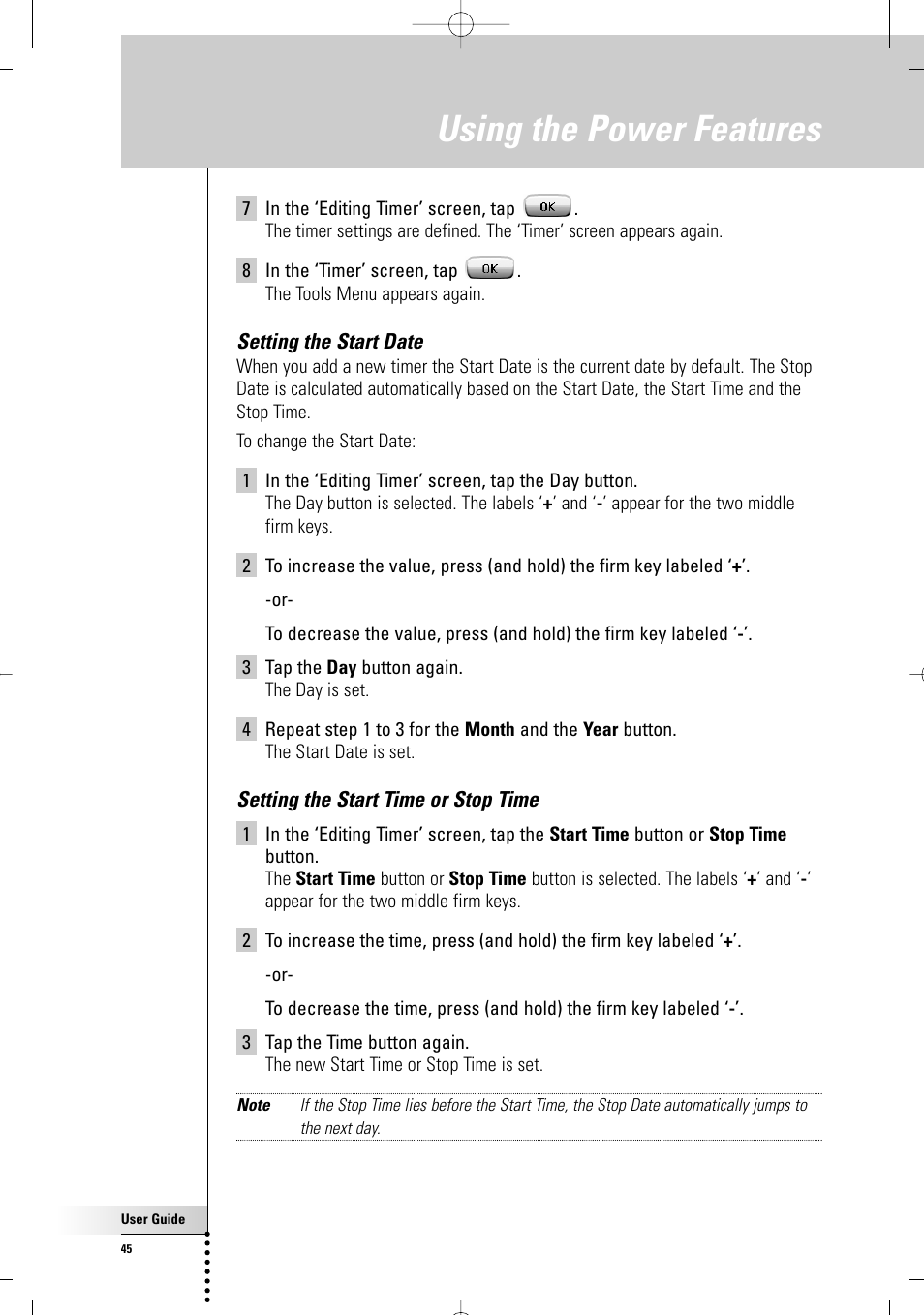 Using the power features | Philips TSU7000-37 User Manual | Page 45 / 70