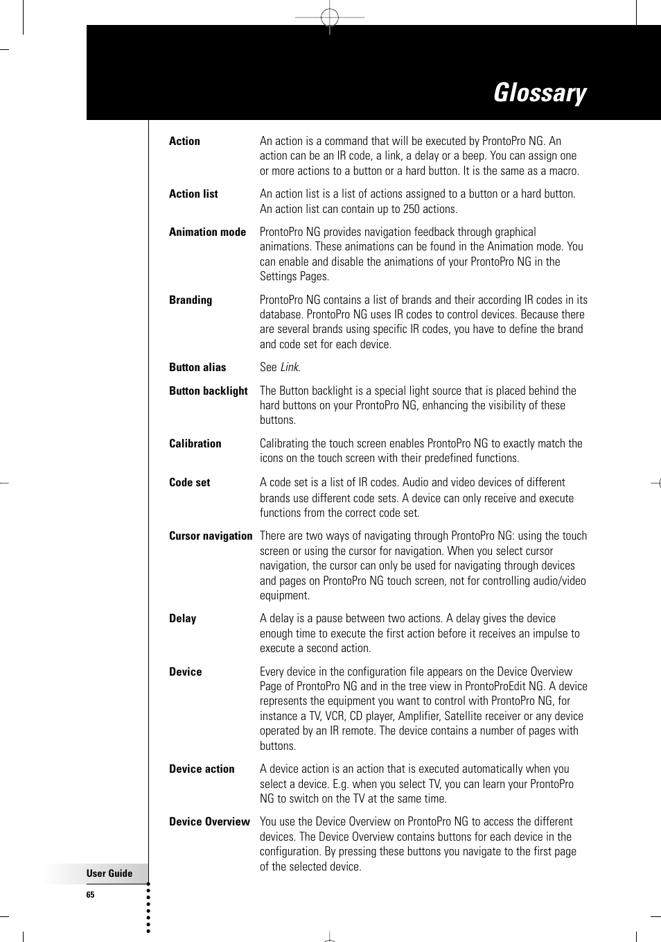 Glossary | Philips TSU7000-37 User Manual | Page 65 / 70