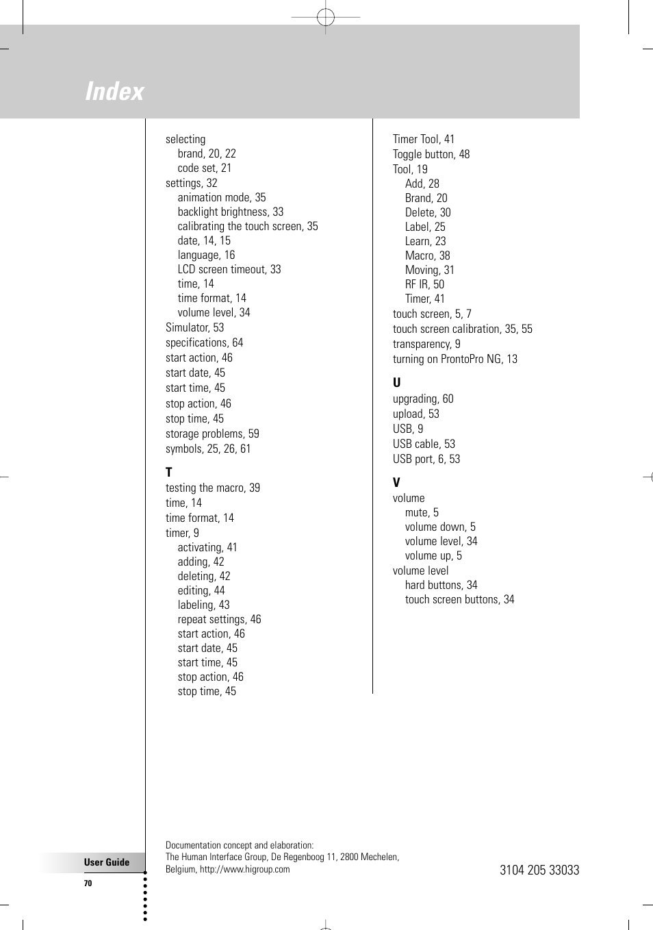 Index | Philips TSU7000-37 User Manual | Page 70 / 70