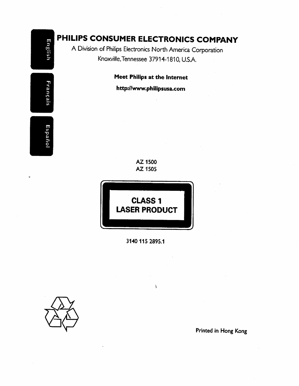 Philips consumer electronics company | Philips AZ150517 User Manual | Page 14 / 14