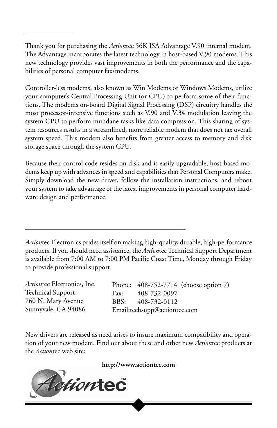 Introduction, Action | Actiontec electronic IS560LH User Manual | Page 3 / 77