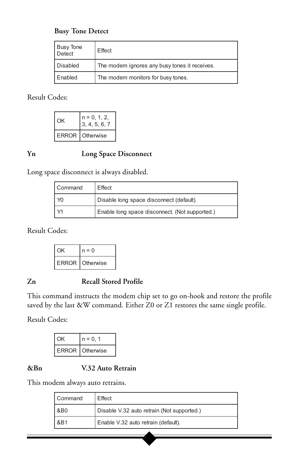 Busy tone detect, Result codes | Actiontec electronic IS560LH User Manual | Page 48 / 77