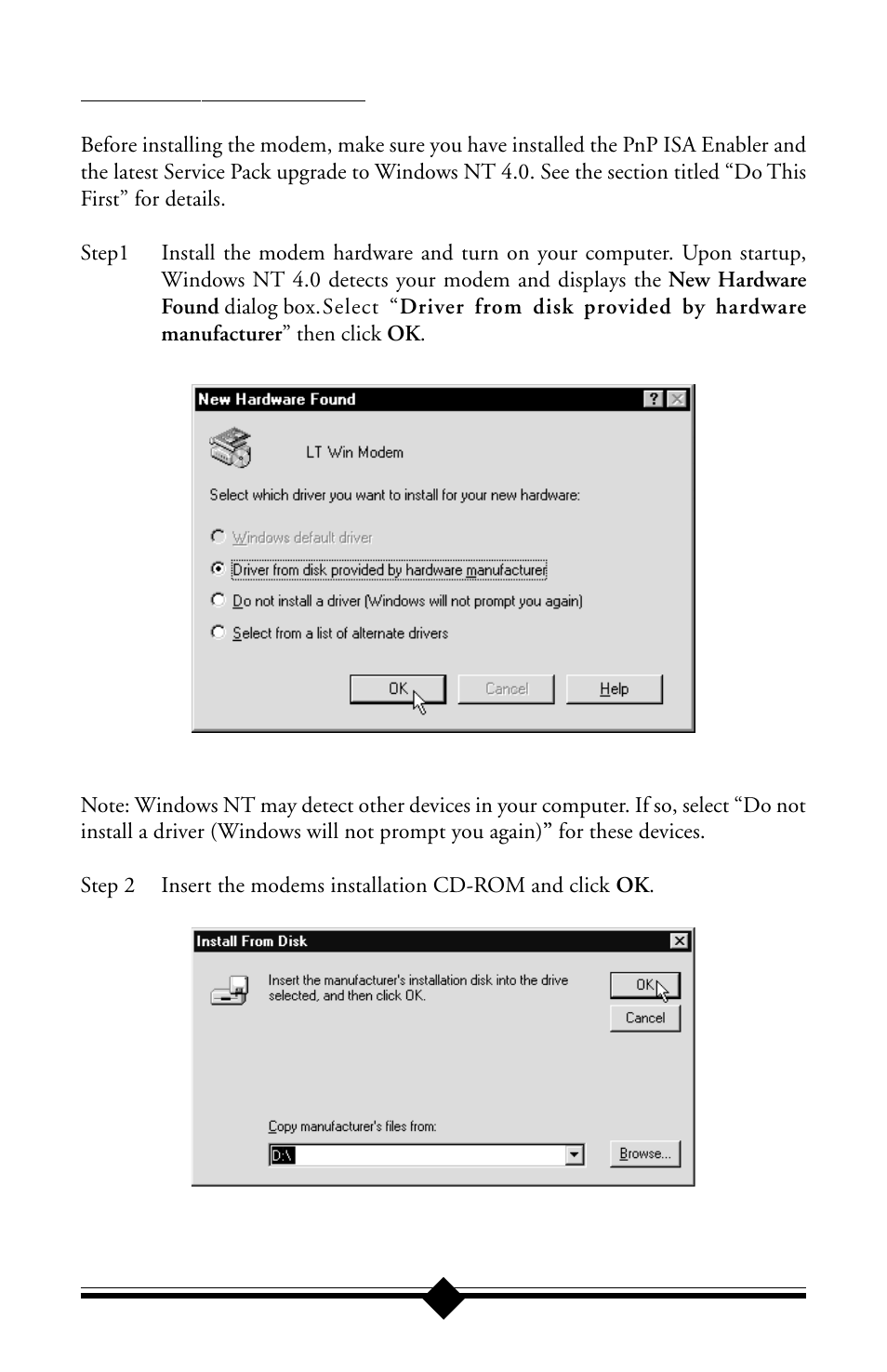 Configuring windows nt 4.0 | Actiontec electronic 56K ISA Lite User Manual | Page 26 / 41
