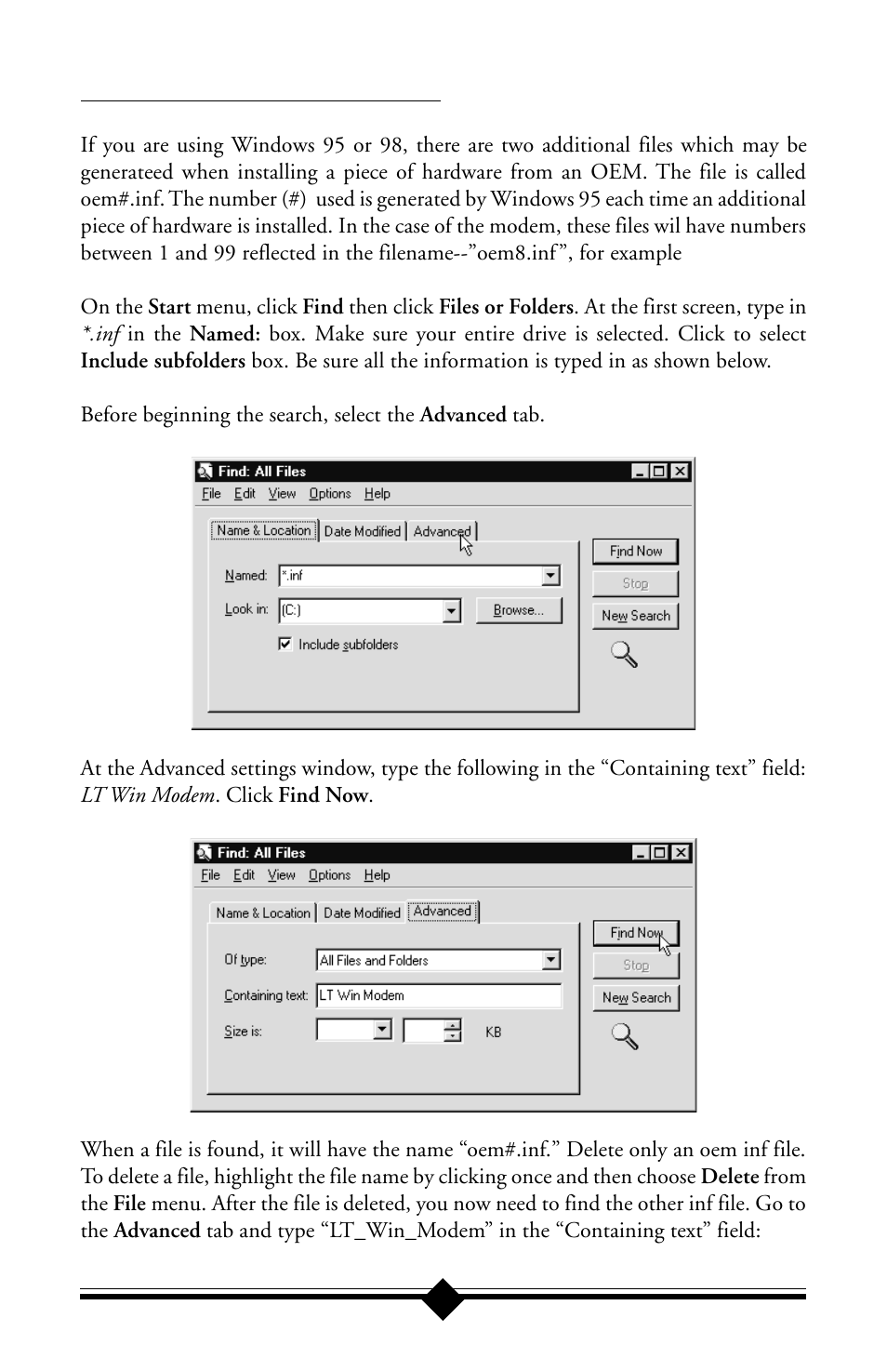 Note to users of windows 95 and 98 | Actiontec electronic 56K ISA Lite User Manual | Page 35 / 41