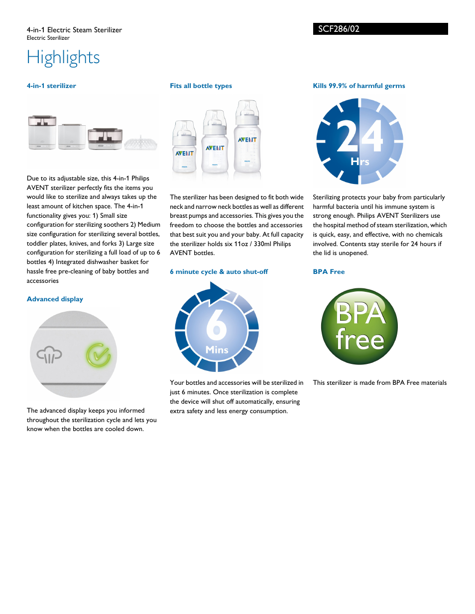 Highlights | Philips SCF286-02 User Manual | Page 2 / 3