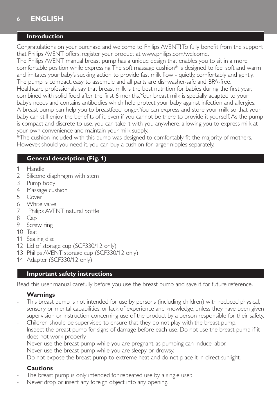 English | Philips SCF330-20 User Manual | Page 6 / 28
