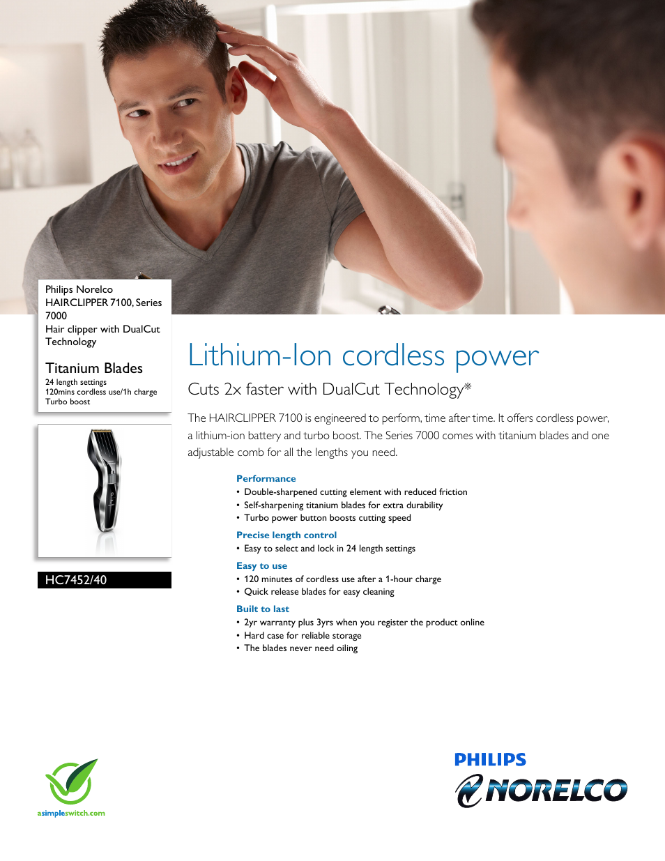 Philips HC7452-40 User Manual | 3 pages