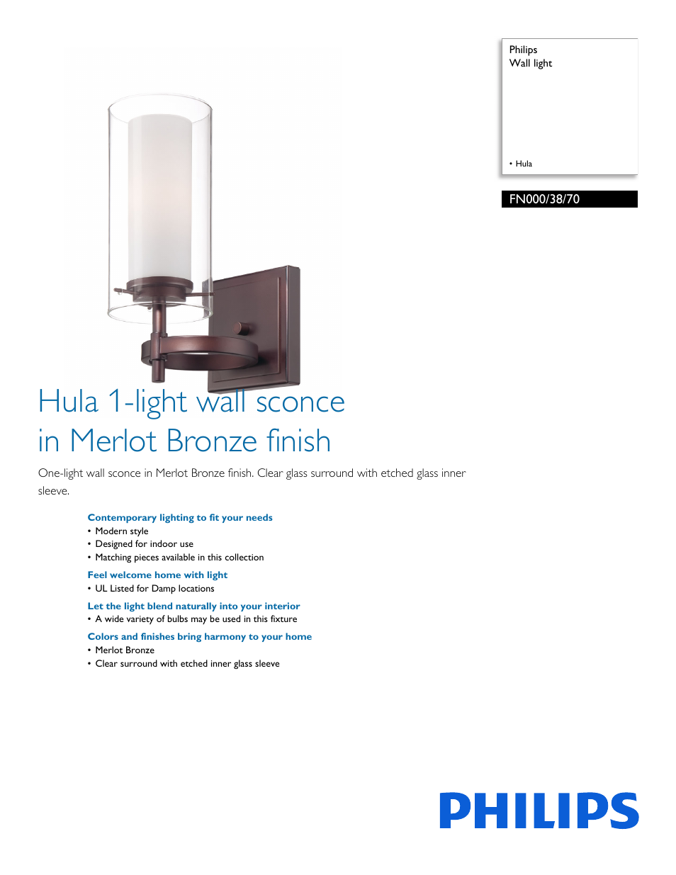 Philips FN0003870 User Manual | 2 pages