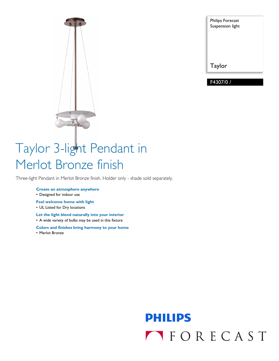 Philips F43070 User Manual | 2 pages