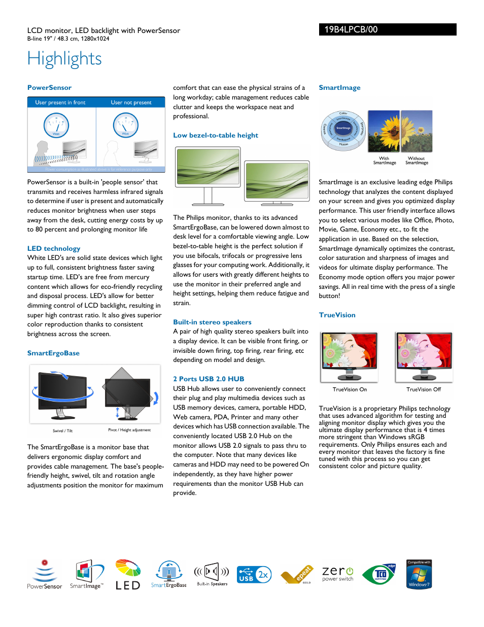 Highlights | Philips 19B4LPCB-00 User Manual | Page 2 / 3
