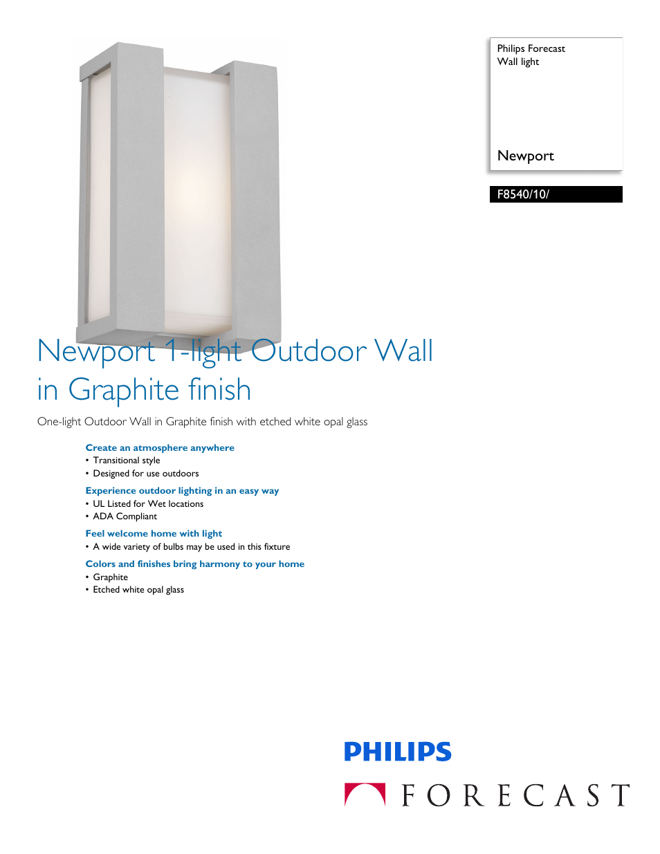 Philips F854010 User Manual | 2 pages