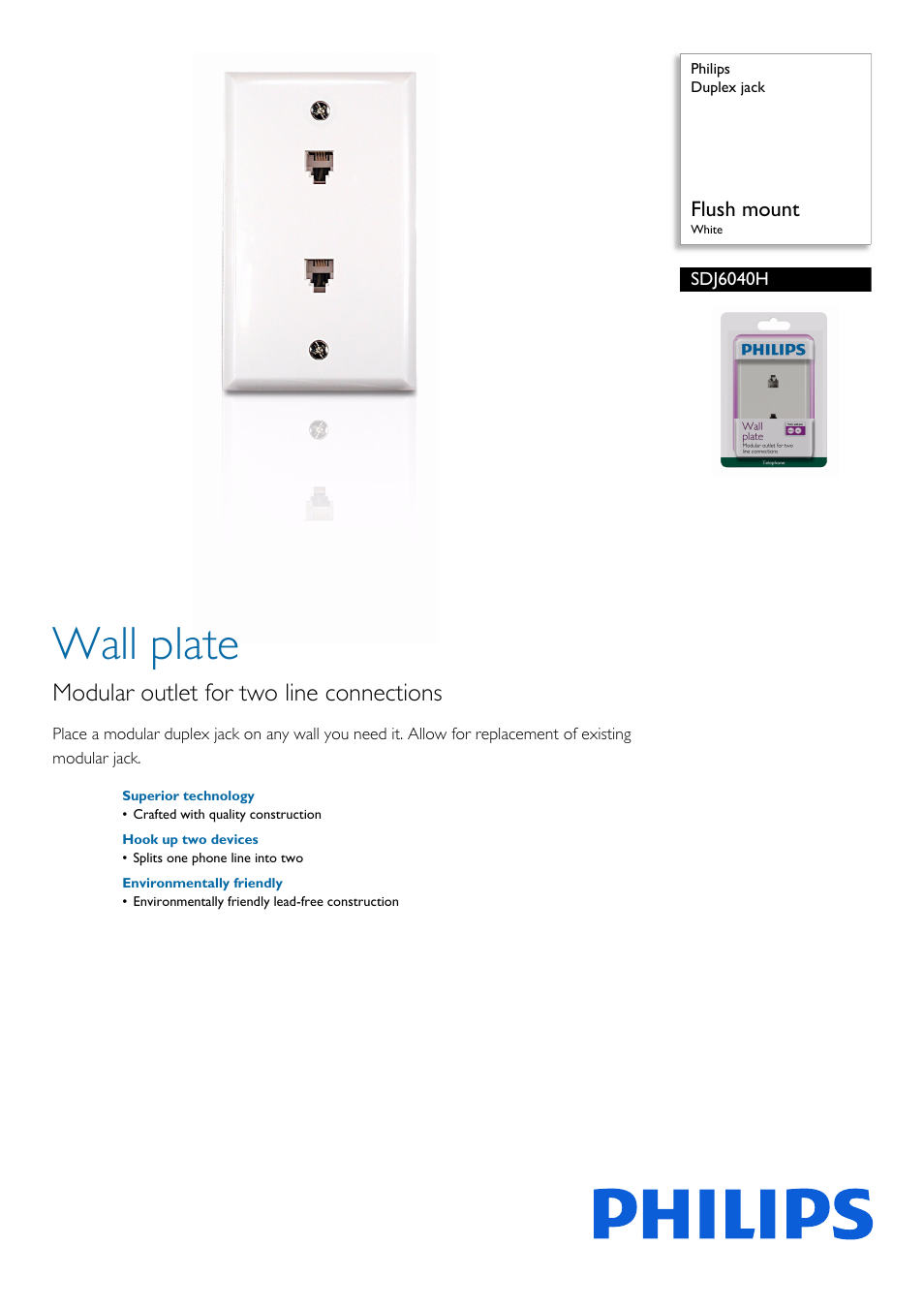 Philips SDJ6040H-17 User Manual | 2 pages