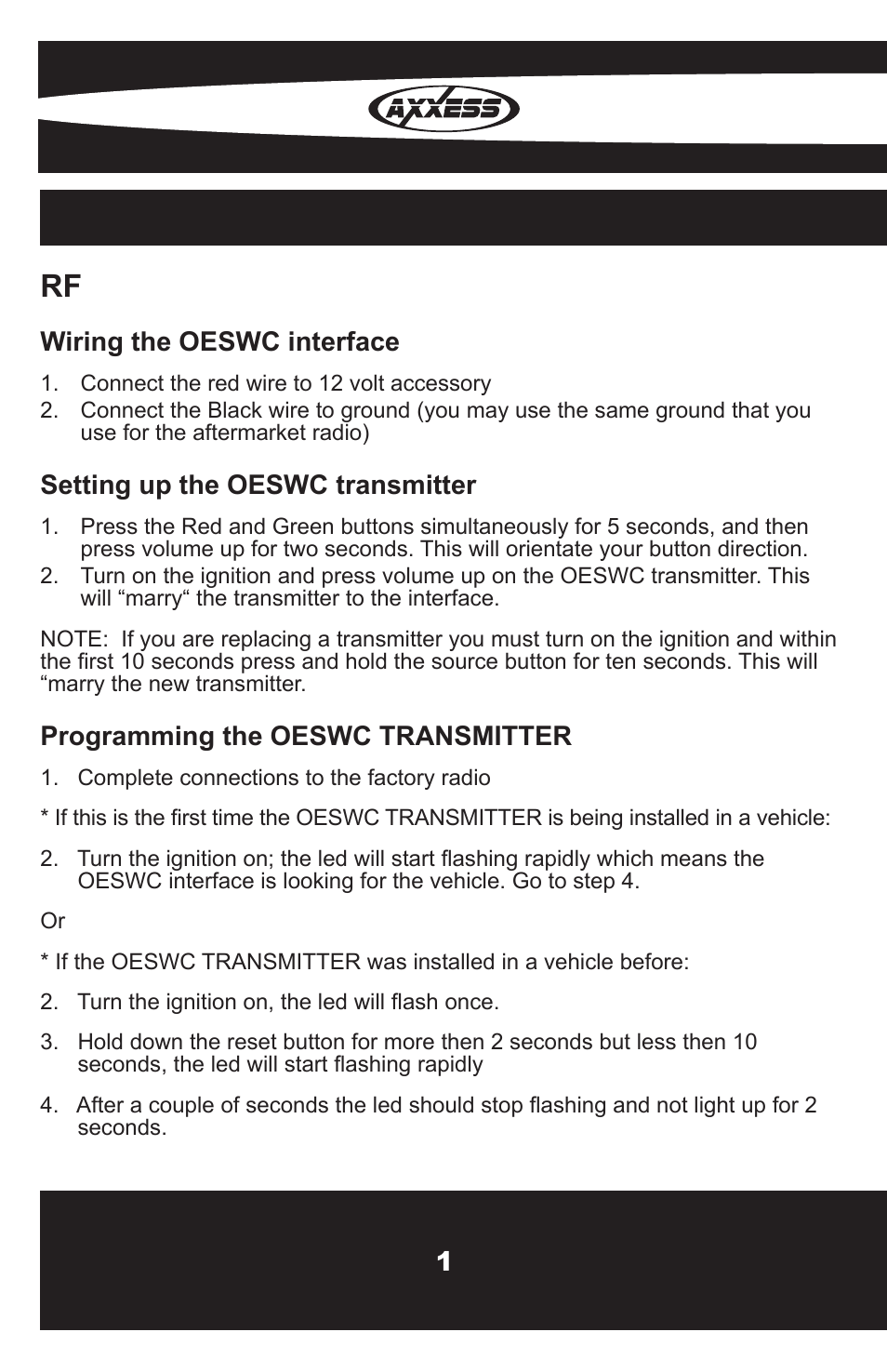 Axxess Interface OESWC-LAN29H User Manual | Page 2 / 8