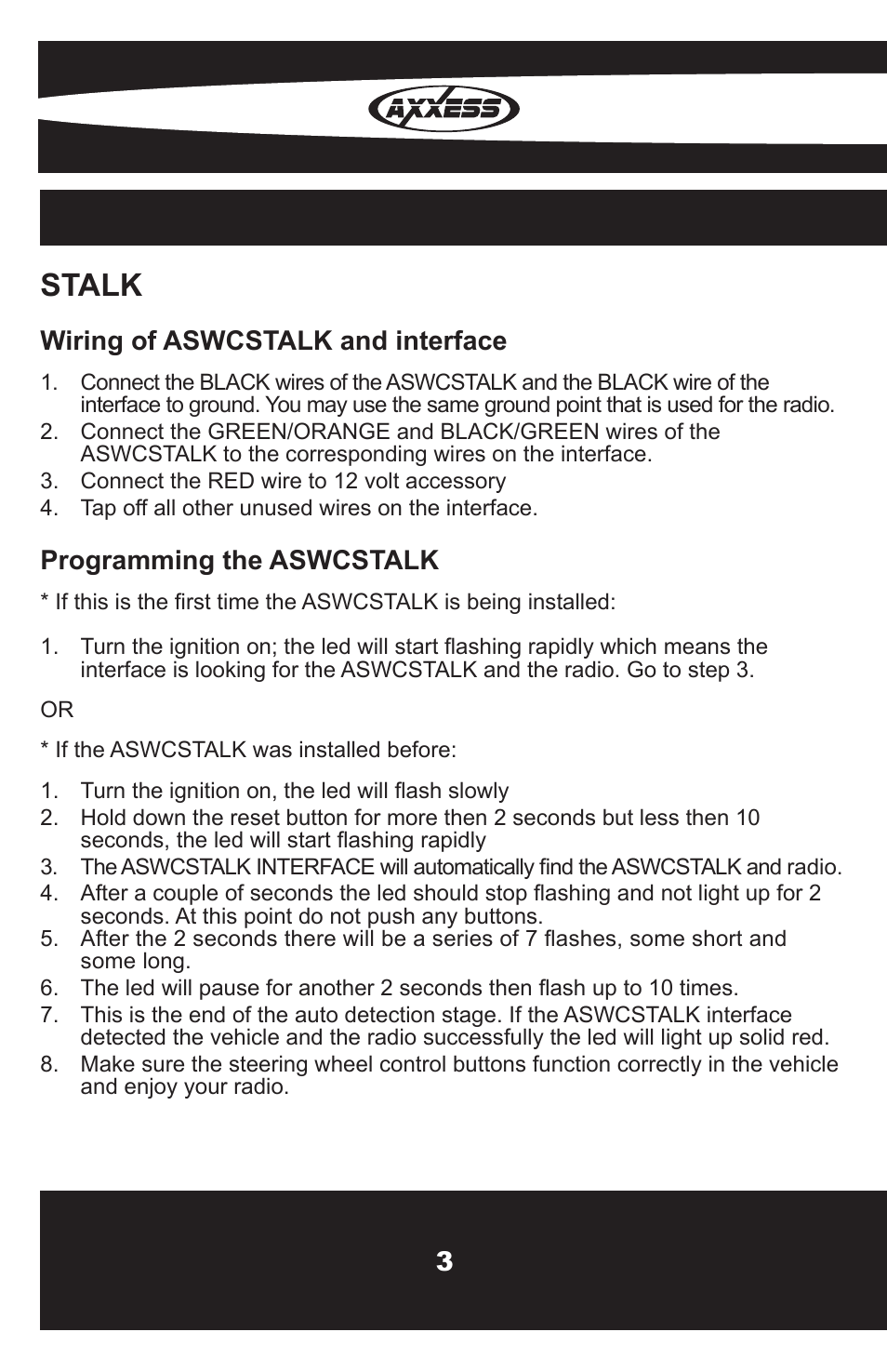 Stalk | Axxess Interface OESWC-LAN29H User Manual | Page 4 / 8