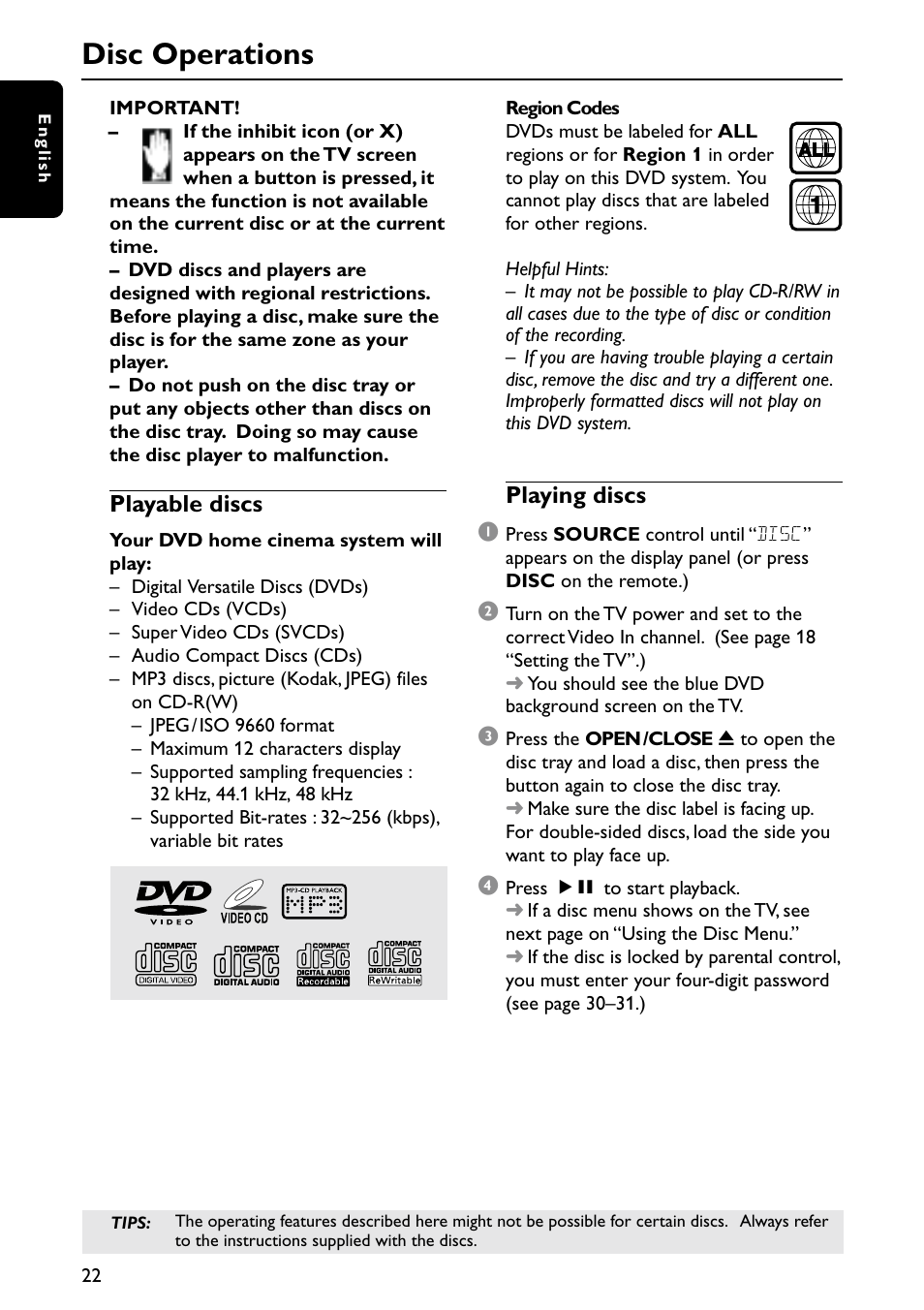 Disc operations | Philips MX6050D-37 User Manual | Page 25 / 42