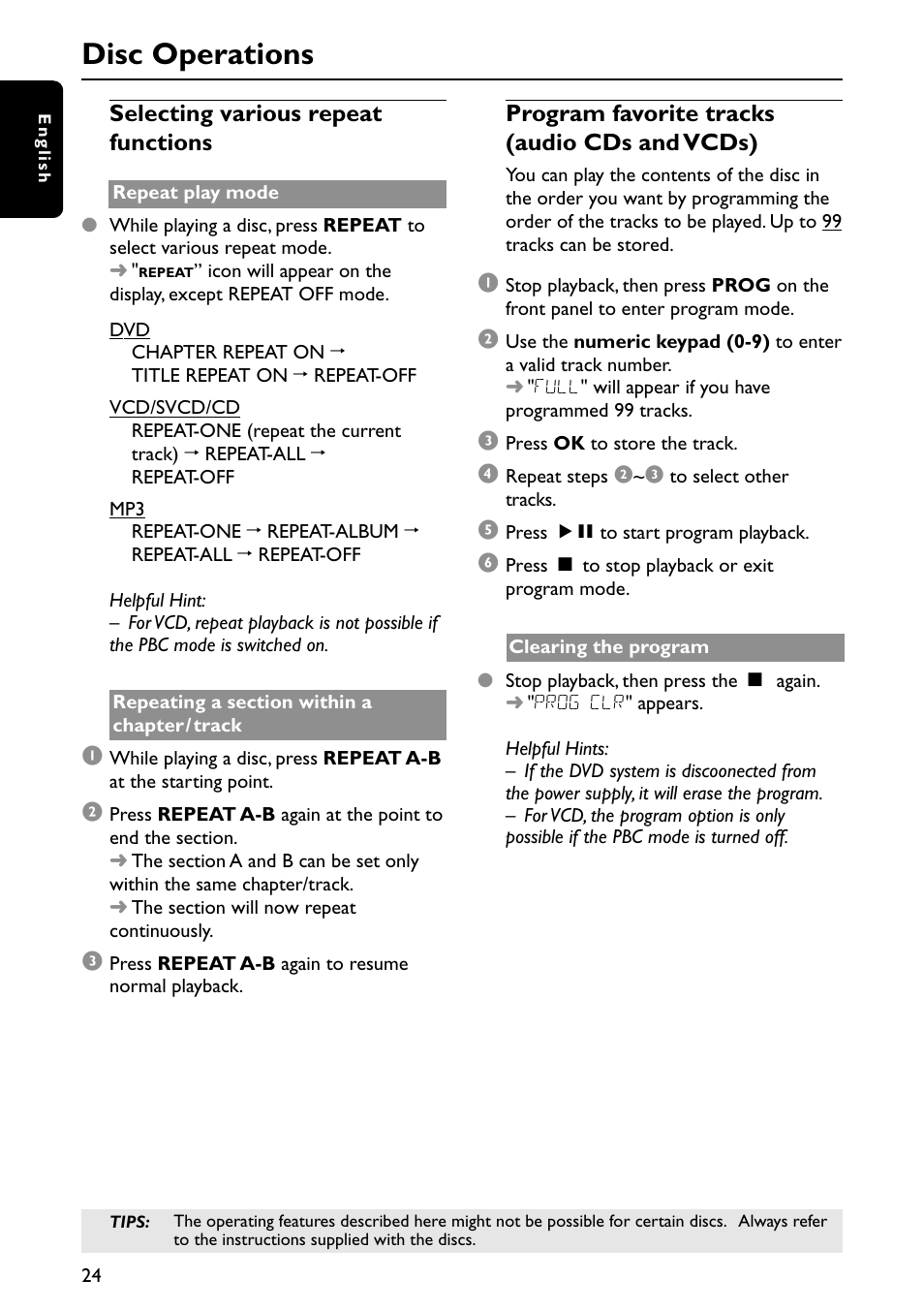 Disc operations | Philips MX6050D-37 User Manual | Page 27 / 42