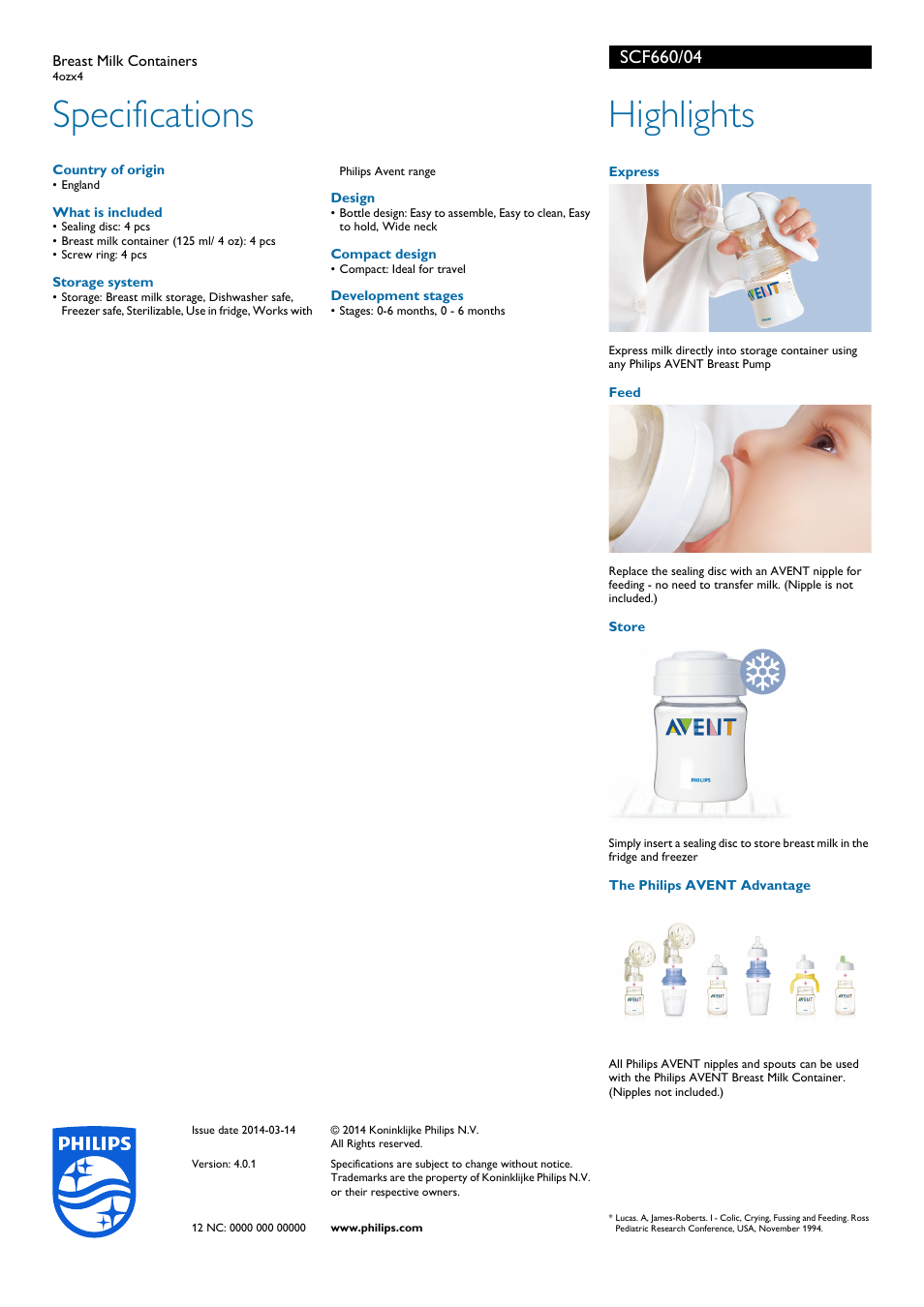 Specifications, Highlights | Philips SCF660-04 User Manual | Page 2 / 2