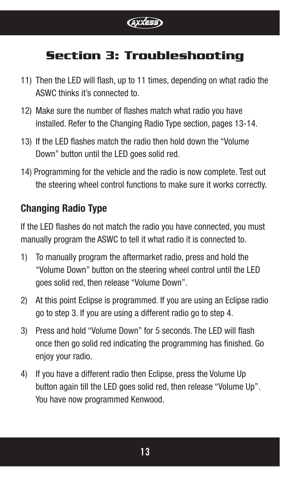 Axxess Interface ASWC User Manual | Page 13 / 20