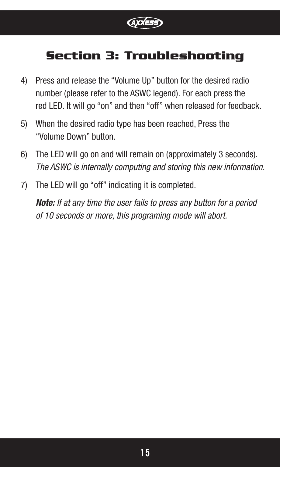 Axxess Interface ASWC User Manual | Page 15 / 20